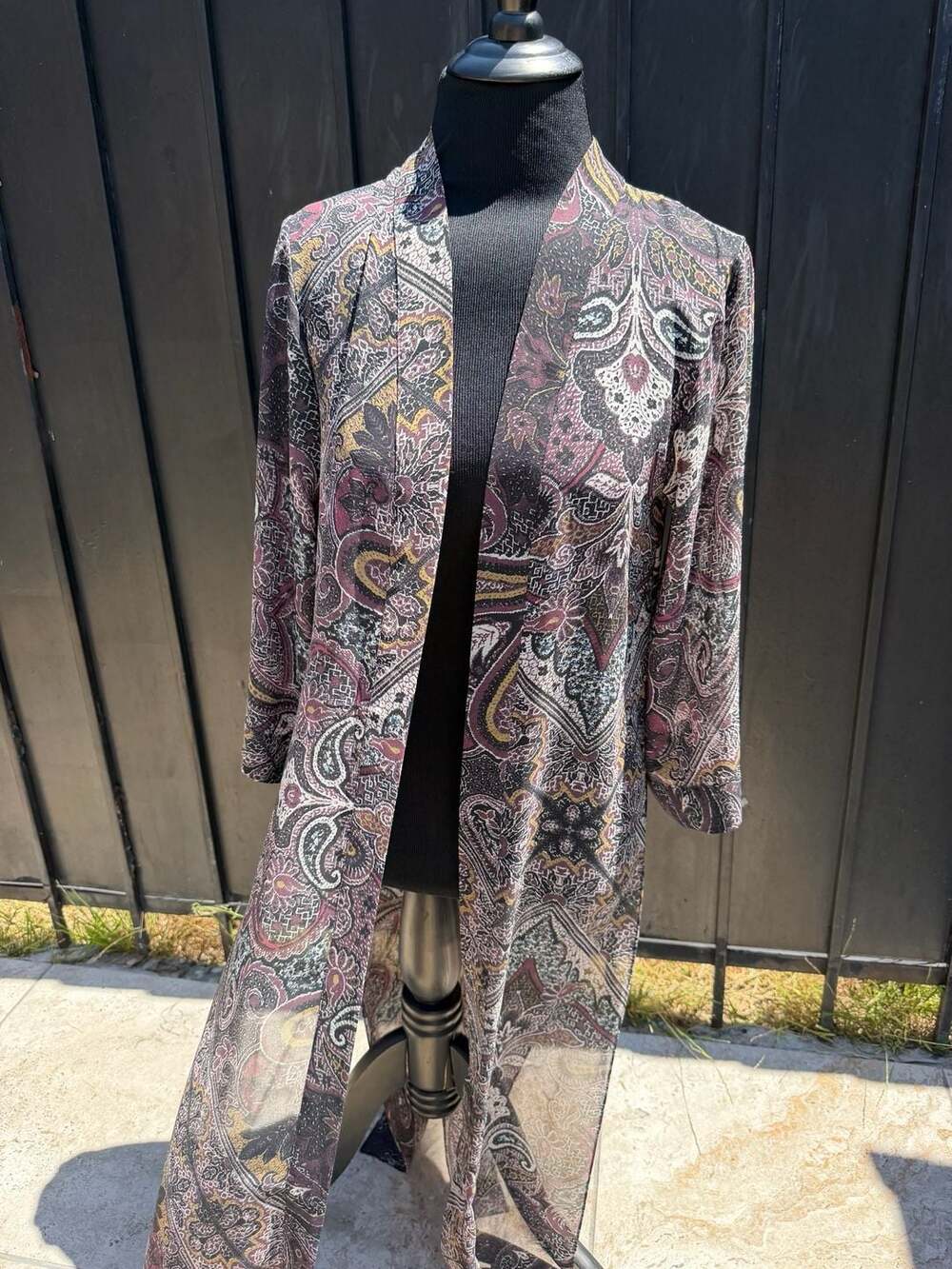 AllSaints Women's Paisley Print Sheer Open Front Duster Kimono Jacket